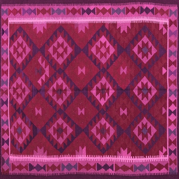 Ahgly Company Indoor Square Oriental Pink Traditional Area Rugs, 3' Square