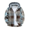 thumbnail image 2 of Kakii Men's Flannel Hoodie Shirts Casual Button Down Plaid Shirt Jackets for Men Long Sleeve Stylish Hooded with Pocket, 2 of 9