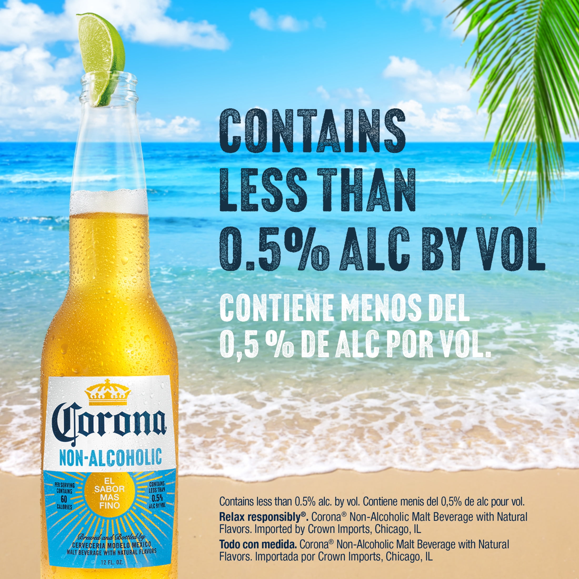 Corona Non-Alcoholic Malt Beverage Mexican Import Brew, 6 pack 12 fl. oz. Bottles, less than 0.5% ABV