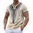 thumbnail image 3 of African Traditional T Shirt for Men Dashiki Print Short Sleeve Tees Festival Graphic Tees Breathable Tops Khaki L, 3 of 6