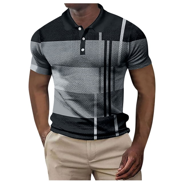 Weiqiqre Chemise Décontractée à Rayures Zip Col Rabattu Manches Courtes Confortable pour Activités Quotidiennes de Printemps et d'Été