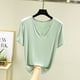 thumbnail image 1 of Fiudx Ofertas de La Semana Camiseta Holgada de Manga Corta de Color Sólido Informal con Cuello En V para Mujer Top/Camisa de Manga Corta con Cuello En V, 1 of 5
