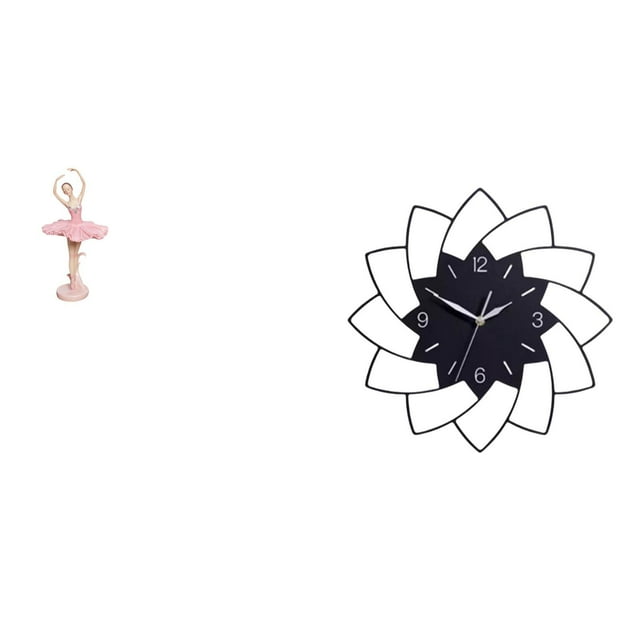 Escultura De Bailarina De Resina Con Reloj De Pared Acrílico En Forma De Flor, Regalo Decorativo Novedoso Para Oficina, Estudio, Dormitorio, Estantería.