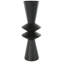 DecMode 23" Art Deco Fluted Black Metal Vase