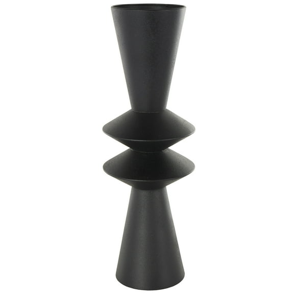 DecMode 23" Art Deco Fluted Black Metal Vase