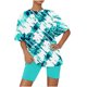 thumbnail image 1 of Conjunto de Pijama de las Mujeres de Manga Corta Sólida de Lechuga Y Pantalones Cortos de 2 Piezas de Poliéster, Pijama Suelto Casual para el Verano, 1 of 6