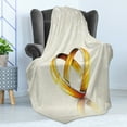 thumbnail image 4 of Wedding Soft Flannel Fleece Throw Blanket, 2 Big Rings on Abstract Background Marriage Engagement Print, Cozy Plush for Indoor and Outdoor Use, 70" x 90", Yellow Orange Eggshell, by Ambesonne, 4 of 5