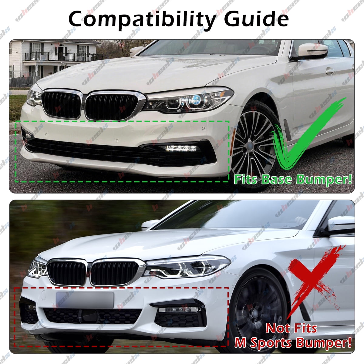 Front Bumper Lip Splitter Spoiler Compatible with BMW 5 Series G30 G31 G38 (Base Model Only) 2017 2018 2019 2020 530i/ 530e/ 540i, 3pcs Kit Accessories Air Chin Body Protector (Glossy Black)