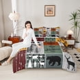 thumbnail image 4 of Homewish Jungle Animal Deer Bear Full Size Comforter Sets 3-Piece for Kids Boys Girls,Geometric Plaid Grid Bedding Comforter Set,Jungle Camping Adventure Theme Lightweight Bedding Sets, 4 of 8
