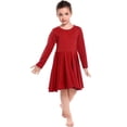 thumbnail image 6 of Arshiner Girls Long Sleeve Stretchy Dress A line Twirly Skater School Party Dress Black Tween 14 Years, 6 of 9