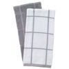 Solid and Check Parquet Kitchen Towel, Two Pack, Gray