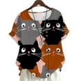 thumbnail image 1 of CLOOCL Crew Neck Blouse Lovely Cat 3D Printed Short Sleeve Tops Plus Size, 1 of 6