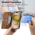 thumbnail image 2 of For iPhone 13 Pro Max Case with RFID Blocking Card Holder for Women and Men,Compatible with MagSafe,Detachable Wallet 2 in 1 PU Leather Magnetic Snap Flip Kickstand Zipper Pouch Phone Case,Brown, 2 of 9