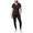 Black, variant on Pro Modern Athletic Scrub Set For Women - Modern V-Neck Scrub Top & Yoga Jogger Scrub Pants