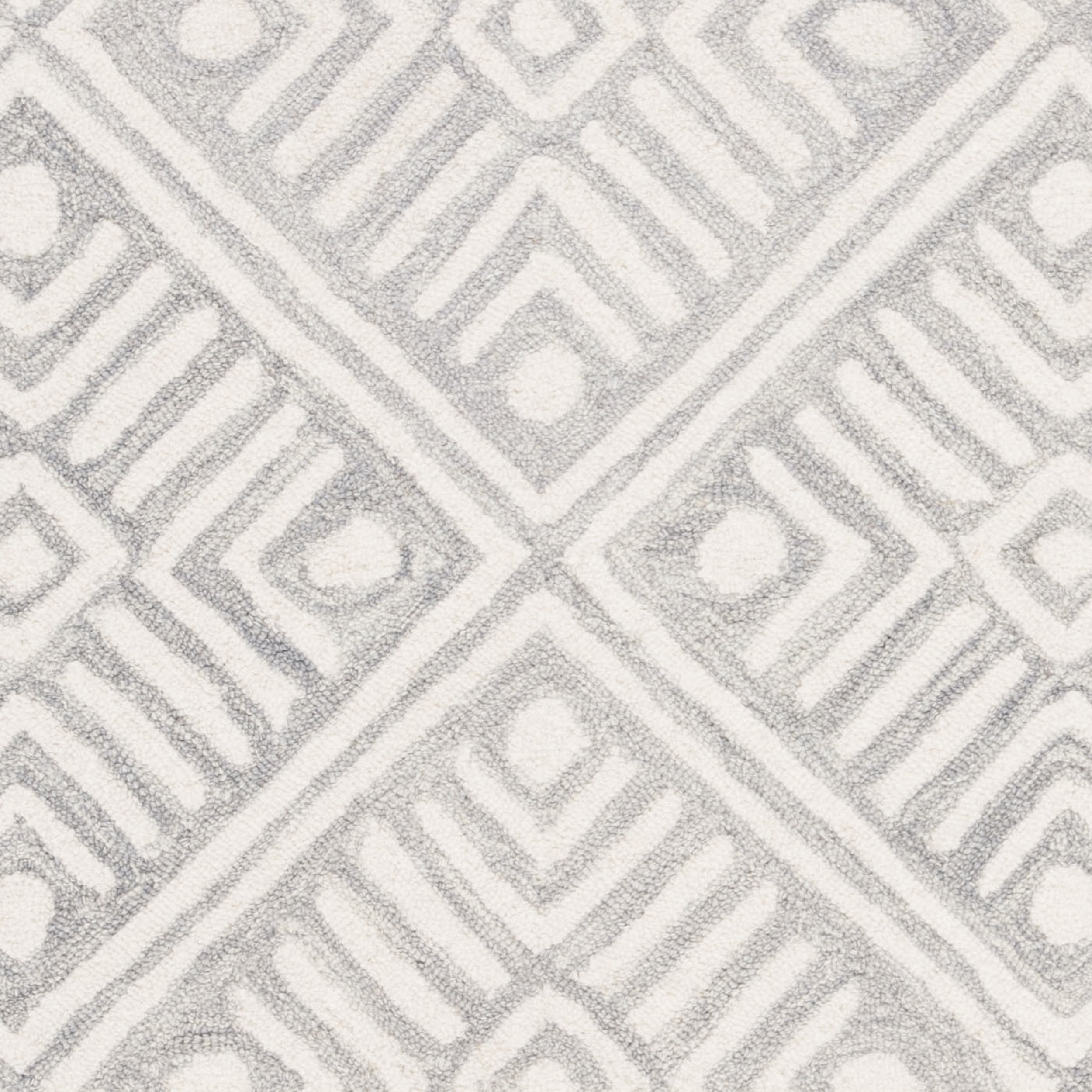 SAFAVIEH Micro-Loop Tris Geometric Boxes Wool Area Rug, Grey/Ivory, 5' x 8'
