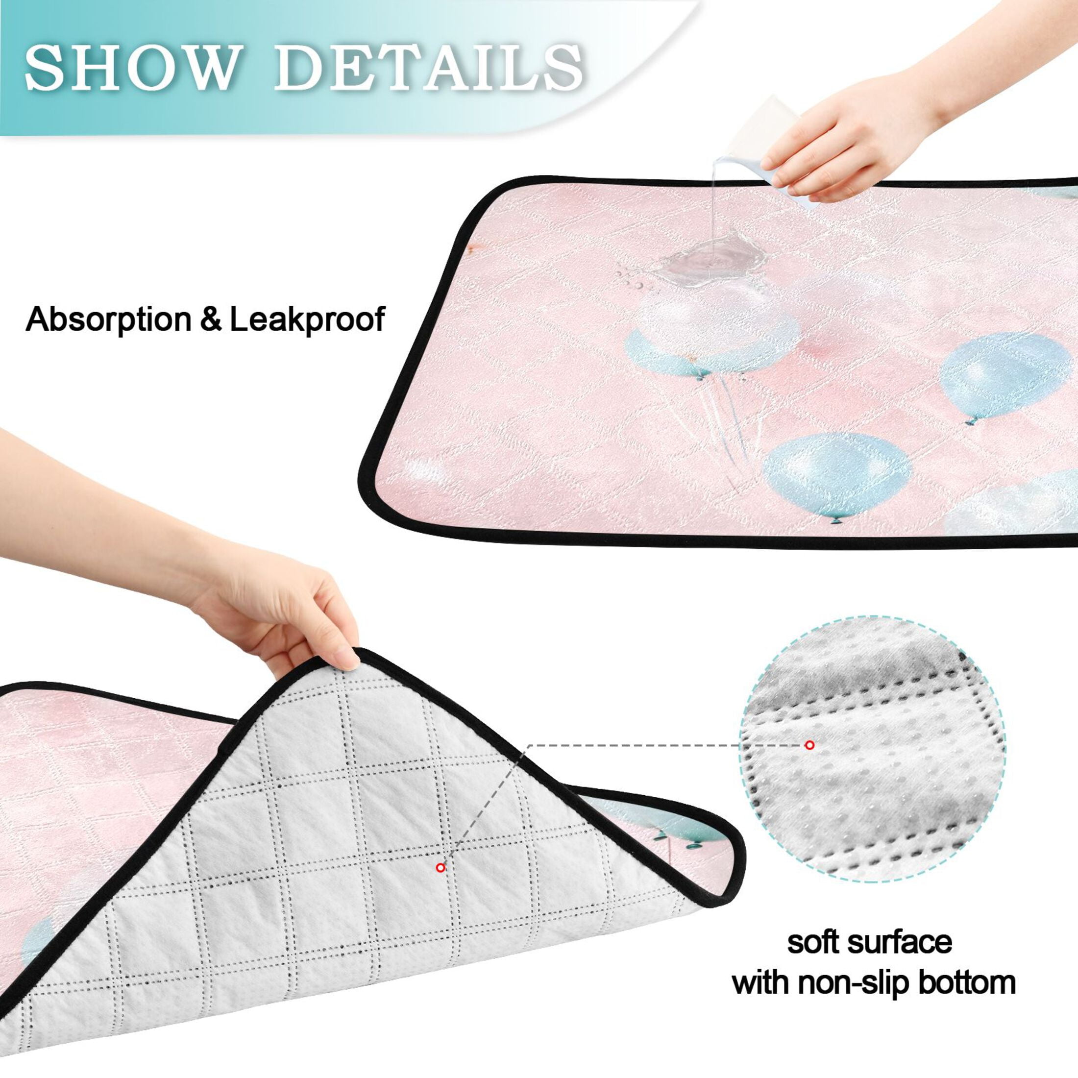 Washable Pet Pee Pads with Super Absorbent Reusable Training Pads for Dogs & Cats Blue Balloons