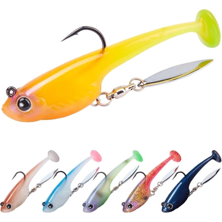 TRUSCEND Easy Catch Shadtale with BKK Branded Hook Unique Vibrating Swim and Trembly Jigging Action for More Bites Durable TPE Soft Fishing Lures for Bass Crappie Trout Walleye Keep Separately
