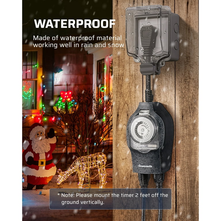 DEWENWILS Waterproof Timer with Remote, ON/Off Repeat Cycle Outlet with  Plug in Digital Timer for Holiday String Light – Dewenwils