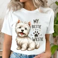 thumbnail image 2 of Camiseta con citas de razas de perros bonitos de My Bestie Is A Westie, camiseta divertida con estampado de patas de perro para mujer, regalo para amantes de los animales de dibujos animados, camiseta, 2 of 5