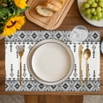 thumbnail image 4 of Black White Boho Placemats Set of 4, Vintage Ethnic Tribe Abstract Art Retro Placemats for Dining Table, Place Mats for Kitchen Tabletop, Waterproof Wipeable Dining Table Mats Set, 4 of 9