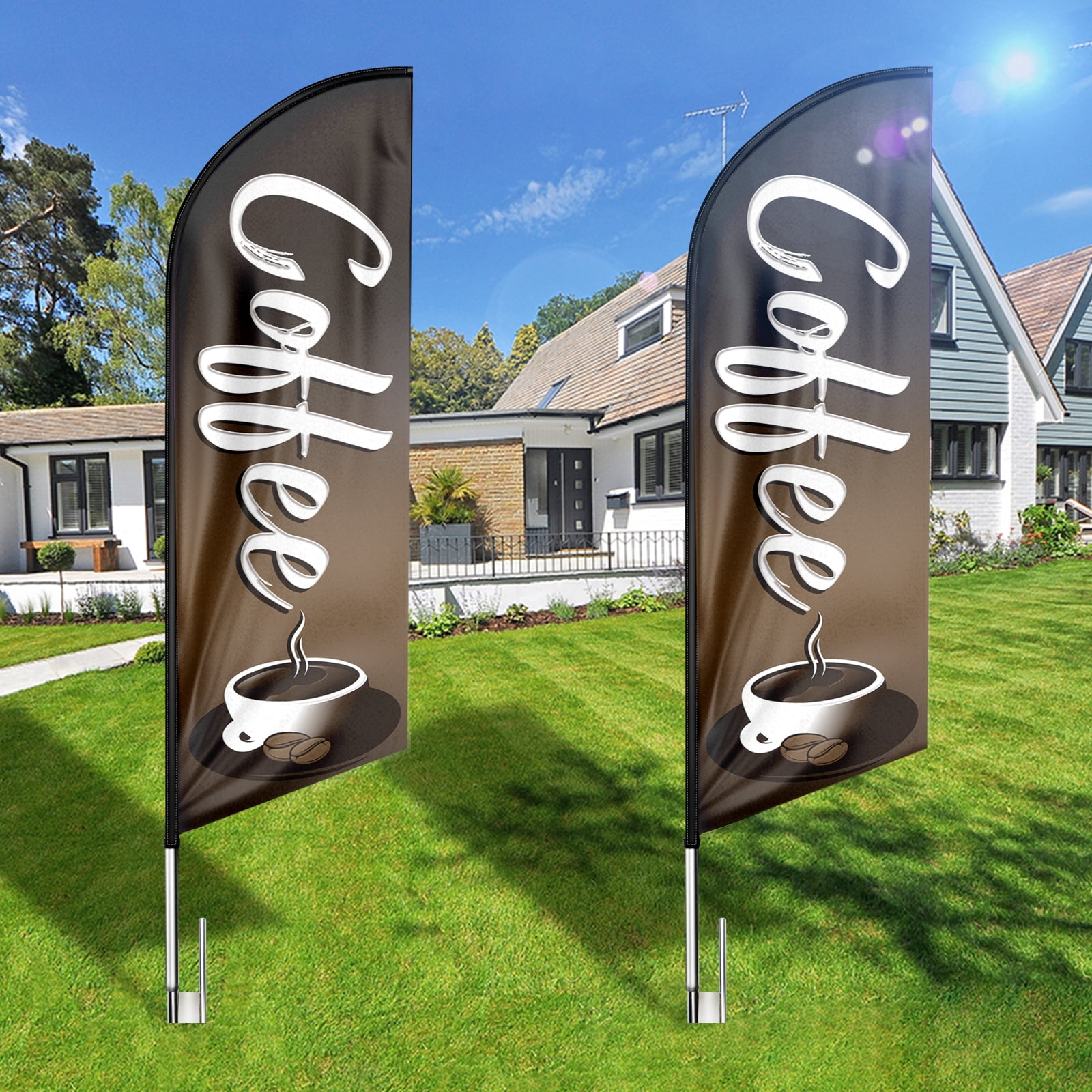 Coffee Sign Feather Flag ,8FT Coffee outdoor advertising flag, Coffee Business Sign,Coffee Swooper Flag（FLAG ONLY）