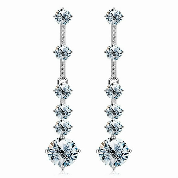 Moissanite Dangle Earrings for Women 2cttw D Color VVS1 Clarity 925 Sterling Silver Womens Dangle Earrings Diamond Round Cut Lab Created Diamond Earrings Dangle Moissanite Earring Drop