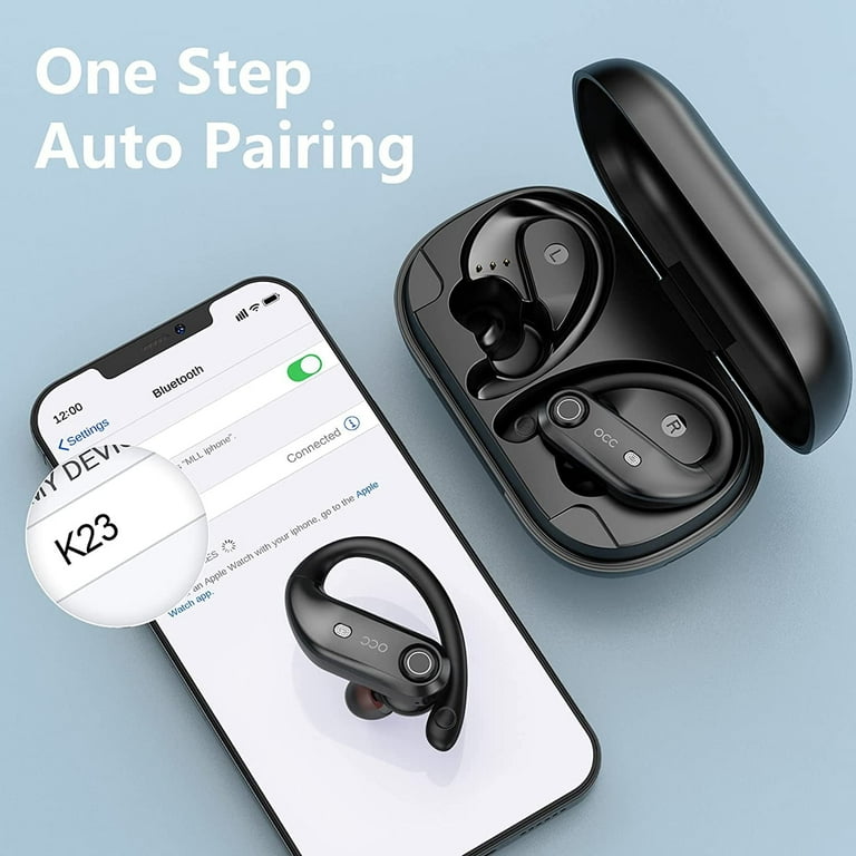 Bluetooth Headphones 4 Mics Call Noise Reduction 64Hrs IPX7 Waterproof Power Bank over ear wireless earbuds with 2200mAh Charging Case for Sports