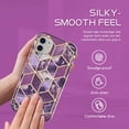 thumbnail image 3 of iPhone 11 case,Dual Layer Hybrid Bumper Clear Rose Gold Marble Design Soft TPU+Hard Back Heavy Duty Anti-Scratch Shockproof Protective Phone Case for Apple iPhone 11 6.1 inch-Purple/Rose Gold, 3 of 7