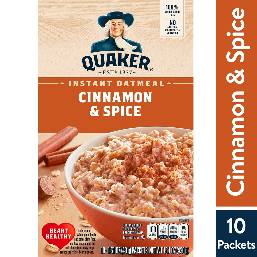 Quaker Instant Oatmeal, Cinnamon & Spice, 10 Packets