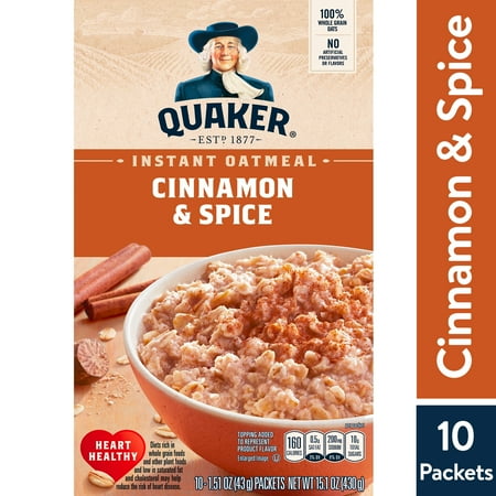 Quaker Cinnamon & Spice Instant Oatmeal, 1.51 oz 10 Count
