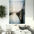 thumbnail image 3 of Ocean Decor Tapestry, Big Sinking Rustic Boat Crash in the Lake Landscape with Horizon on Back, Wall Hanging for Bedroom Living Room Dorm Decor, 60W X 80L Inches, Light Blue Brown, by Ambesonne, 3 of 5