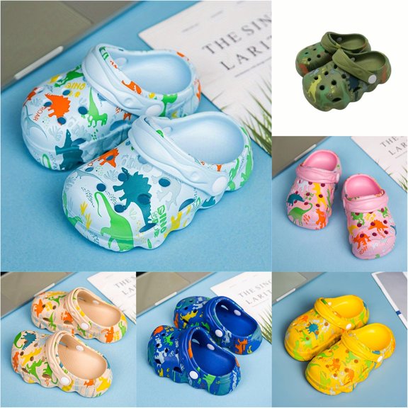 VOUZZA Kids Clogs Cartoon Pattern Printed Toddler Sandals On Boys Girls Summer Garden Beach Closed Toe Water Slippers, Size 6-12 Toddler