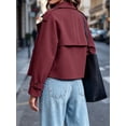 thumbnail image 5 of Double Breasted Women Solid Color Casual Crop Trench Coat Lady Office Jacket with Pocket, 5 of 6