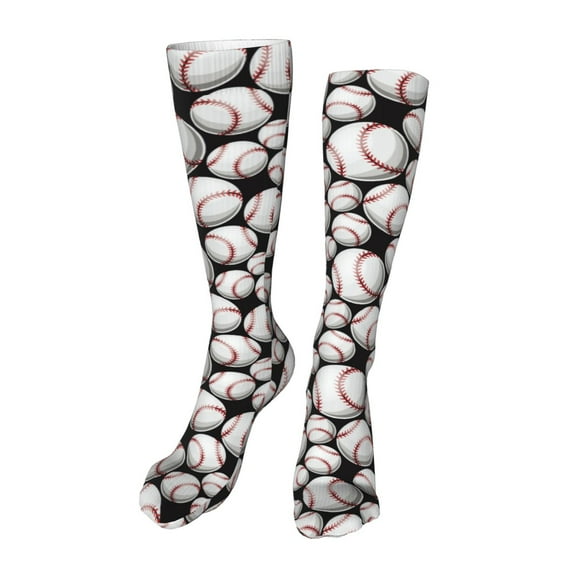 KLL Cute Baseball Print Cool Socks Men's Women's Crew Socks Funny Crazy Novelty Stockings