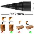 thumbnail image 2 of Wood Splitting Drill Bit ， High Speed Steel Firewood Log Splitter Drill Bit Wood Punch Cone Driver Drill Bit Woodworking Tool with Connecting Rod for Electric Drill Power Tool”, 2 of 8
