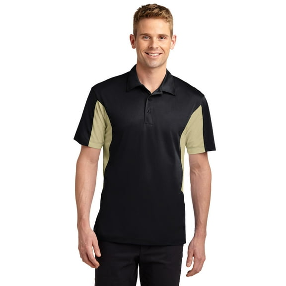Sport-Tek Side Blocked Micropique Sport Wick Polo-6XL (Black/ Vegas Gold)