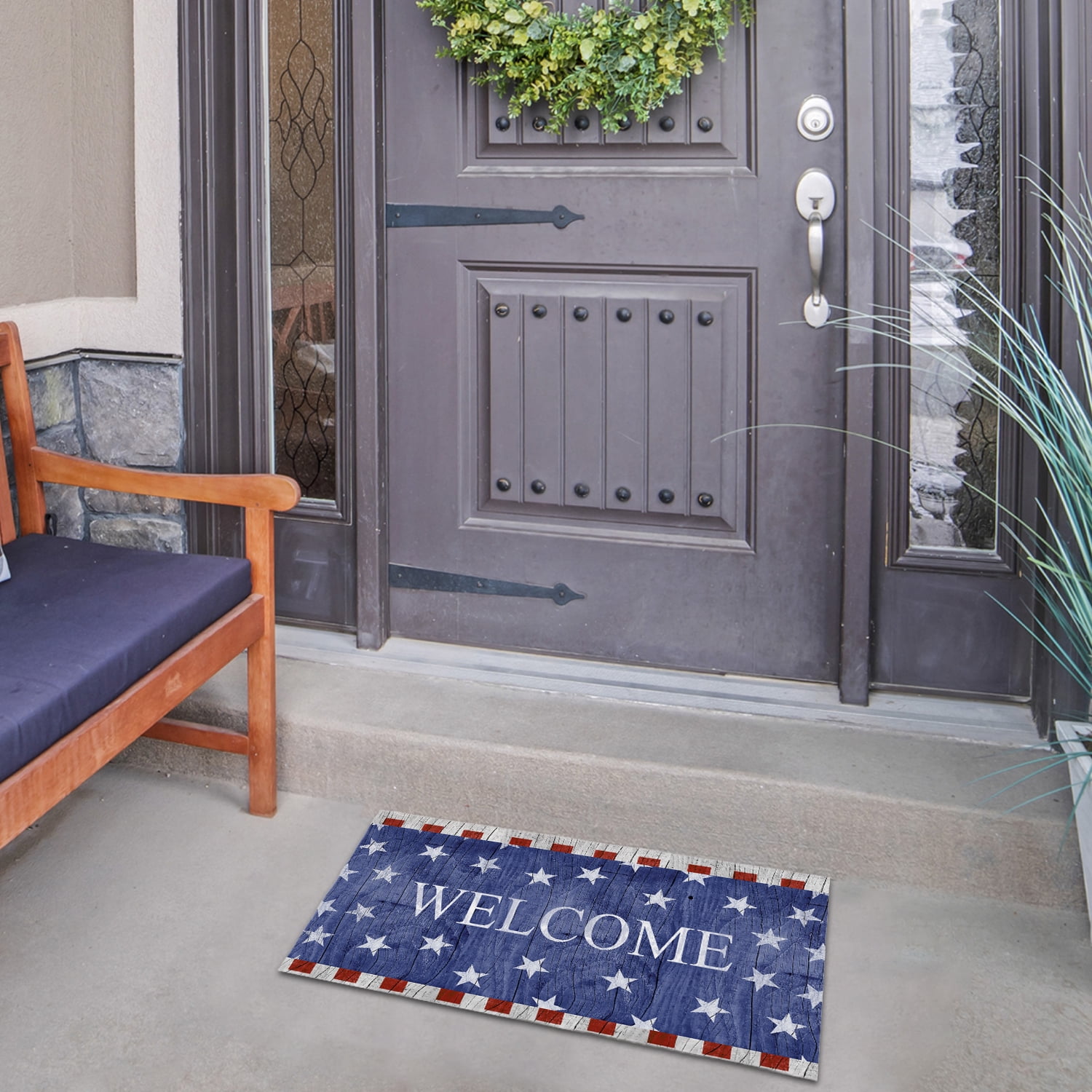 America Forever All American Old Wood Doormat 17.5 x 29 inch Stars Stripes Americana Outdoor Entry Door Mat Home Decor Patriotic Entrance