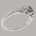 thumbnail image 4 of LBG British Made Spectacular 18k White Gold Natural Emerald & Cultured Pearl Womens Statement Ring - 33 size options - Size 10.5, 4 of 7