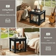 thumbnail image 5 of Farmhouse End Table,Large Side Table with 2-Tier Storage Shelf,Rustic Wood End Tables for Living Room,Square Tea Table,Black, 5 of 7