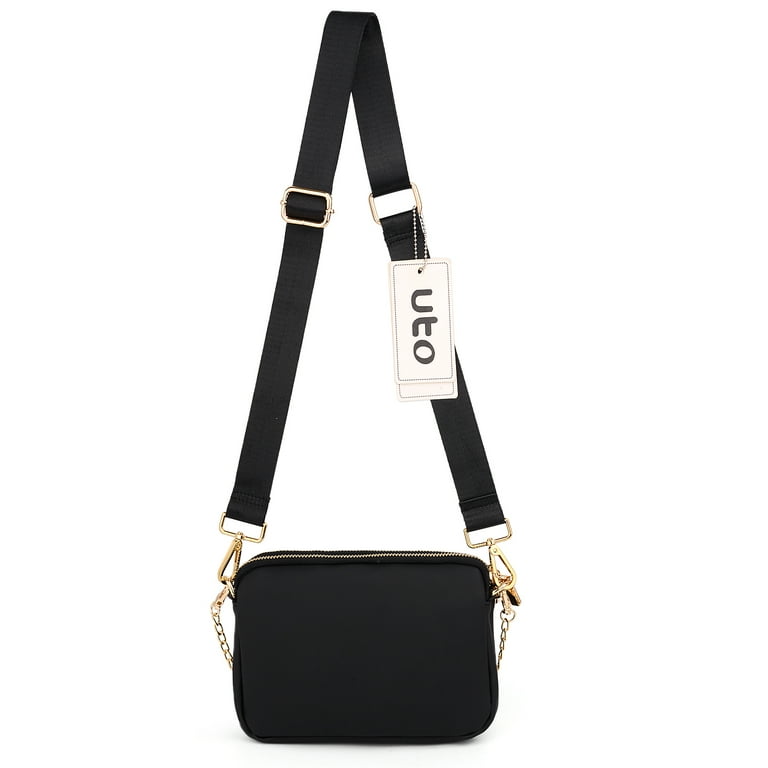 UTO Small Crossbody Bag for Women PU Leather 3 in 1 Fashion Multipurpose Handbags Shoulder with Coin Pouch Black