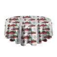 thumbnail image 5 of Red Christmas Farm and Truck Pattern Round Tablecloth 60"x60",Wrinkle Wipeable Table Cloth for Kitchen Dining Room Picnic Patio Party, 5 of 6