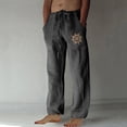 thumbnail image 2 of KIHOUT Mens Cotton Linen Drawstring Pants Elastic Waist Casual Jogger Yoga Sweatpants, 2 of 4