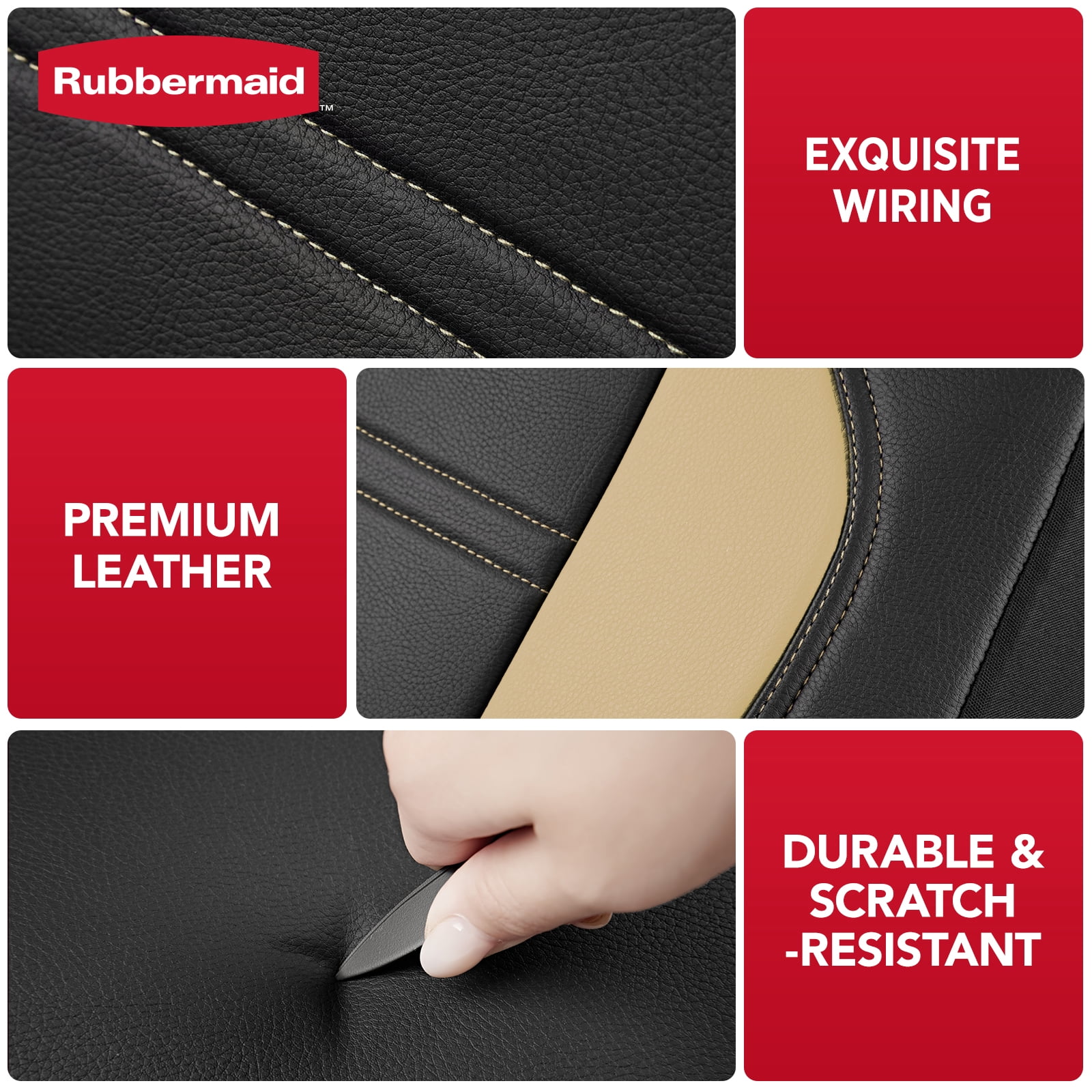 Rubbermaid Leather Car Seat,Sport-Style Car Seat Cover,Breathable,Easy to Clean,Universal Fit for Cars,Trucks and SUVs Beige