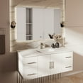 thumbnail image 2 of Geneva 48 in. W Glossy White Bath Vanity, White Quartz Top, and 48 in. LED Mirror, 2 of 11