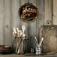 thumbnail image 7 of Vintage Train Theme Aluminum Metal Sign, 8x8 Inch Round Flat Wall Decor for Kitchen, Coffee Shop, Home, Office - Ideal Thanksgiving or Christmas Gift, 2d, Wreath Sign, Living Room, 7 of 7