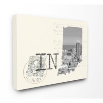 The Stupell Home Decor Indiana Black and White Photograph on Cream Paper Postcard Canvas Wall Art