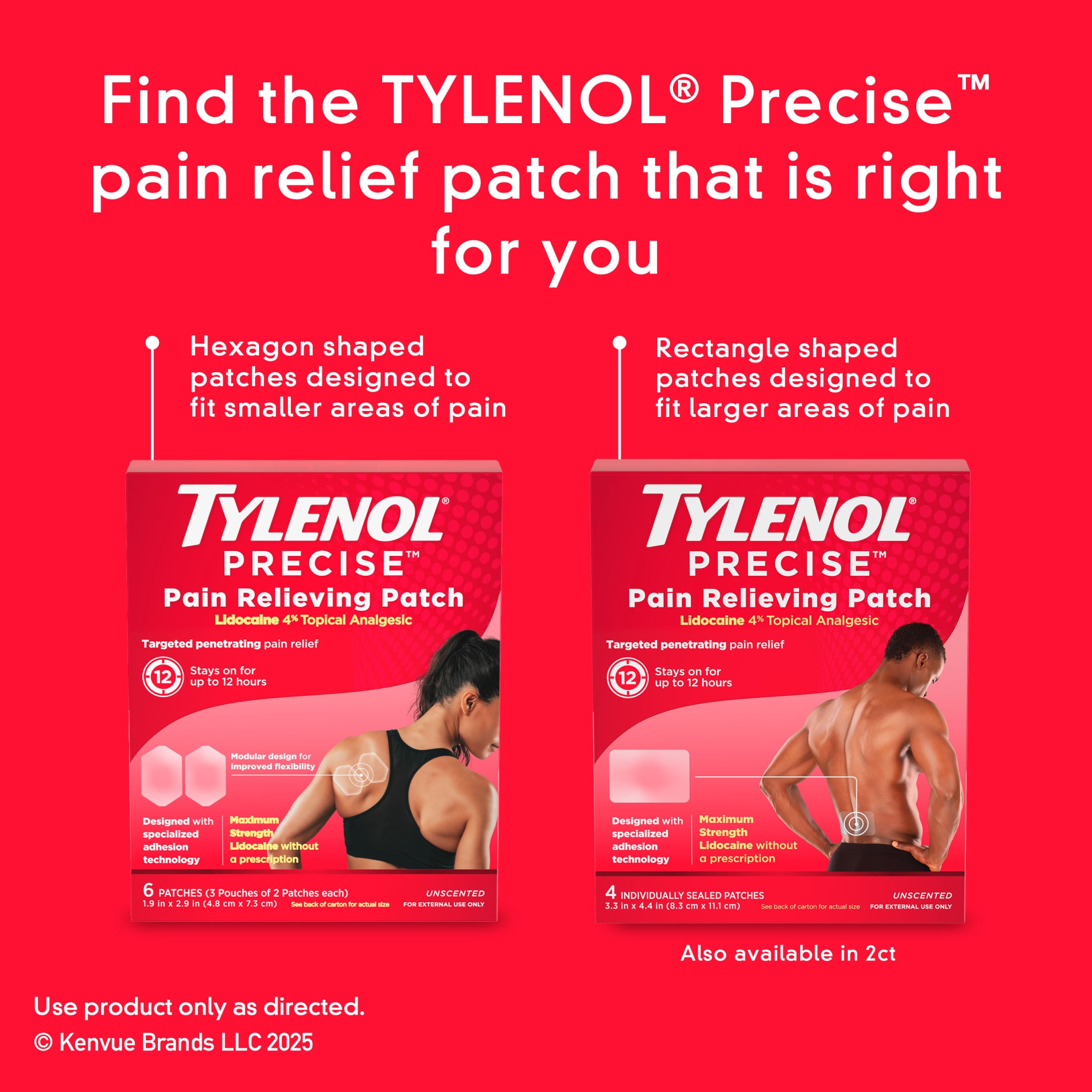 Tylenol Precise Large Pain Reliever Patches, Lidocaine 4%, 4 Count
