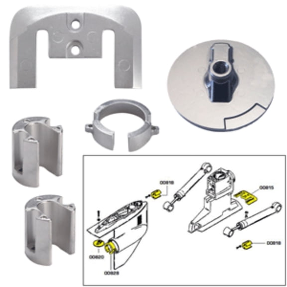 7" Silver Solid Tecnoseal Anode Kit with Hardware