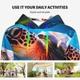 thumbnail image 4 of Lsque Ice Blue Ocean Sea Turtle Pattern Casual Women's Hoodie,Hooded Sweatshirt with Kangaroo Pocket,Pullover Hoodie with Eye-catching Drawstrings-Small, 4 of 7