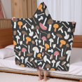 thumbnail image 5 of Colorful Mushroom Mixed Black Pattern Hooded Bath Towel，60"x35" for Ages 3 To 12 Kids, Quick Dry Lightweight Soft Microfiber Hood Beach Towel Cover Up for Kids, 5 of 7
